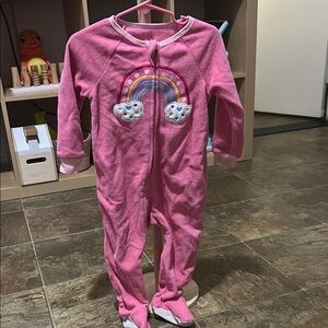 Vibrant Pink One Piece Footie with Zipper and Playful Design